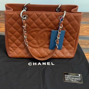 Authentic CHANEL Grand Shopping Tote Bag - Caramel